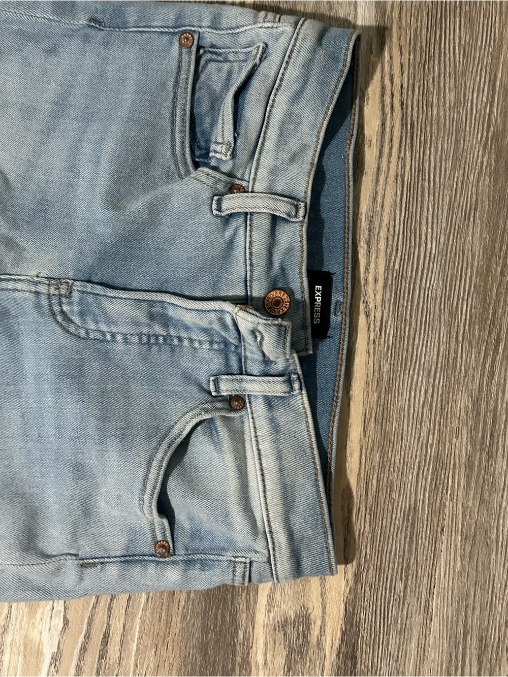 Express Light Blue Distressed Skinny Jeans for Women - Picture 3 of 7